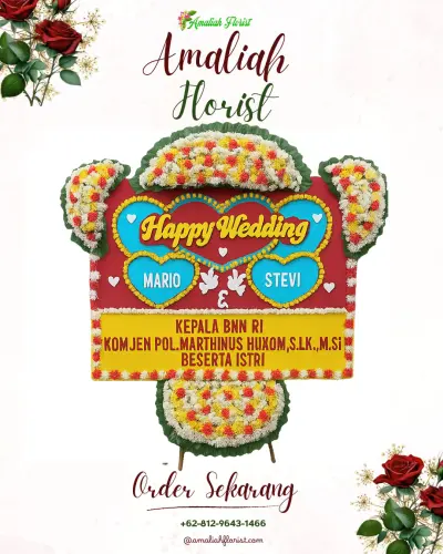 Karangan Papan Bunga Pernikahan di Maccini Sombala